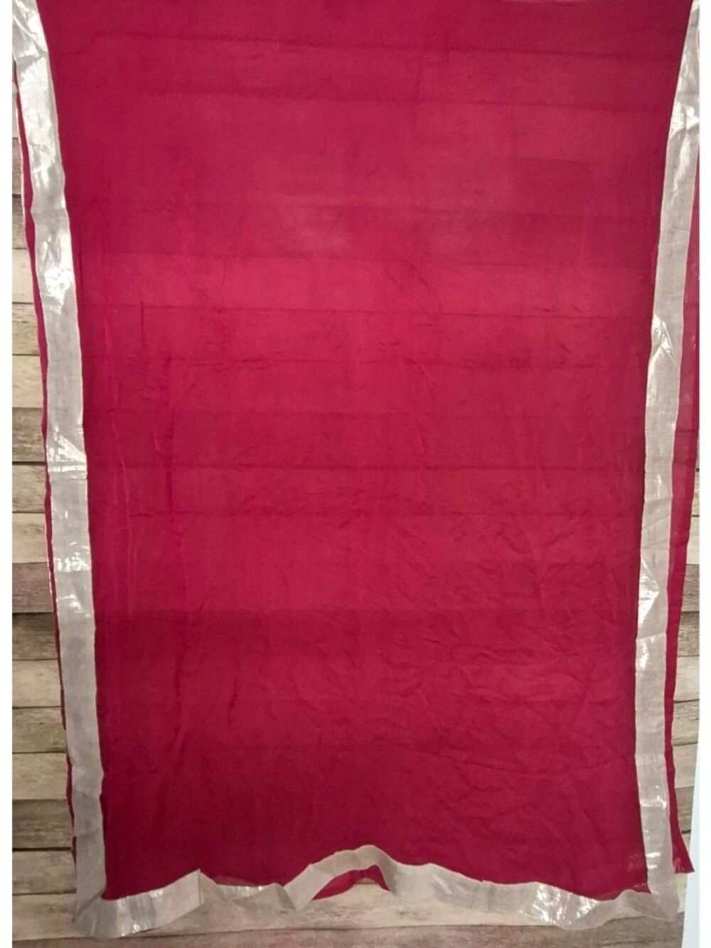 Indian Dupatta Scarf Red Gold Metallic Border 90” Traditional Ethnic Wrap